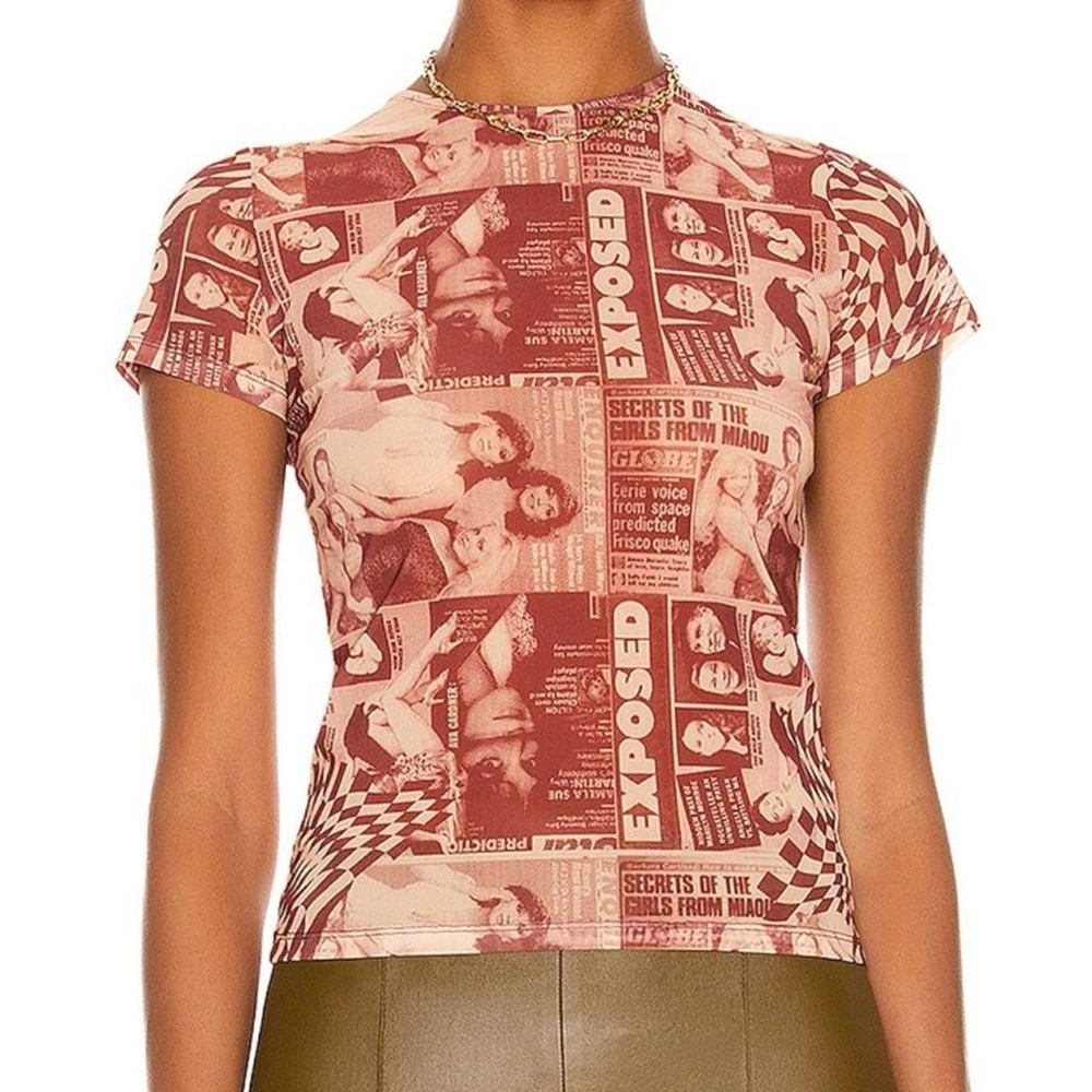 MIAOU red mesh print shirt